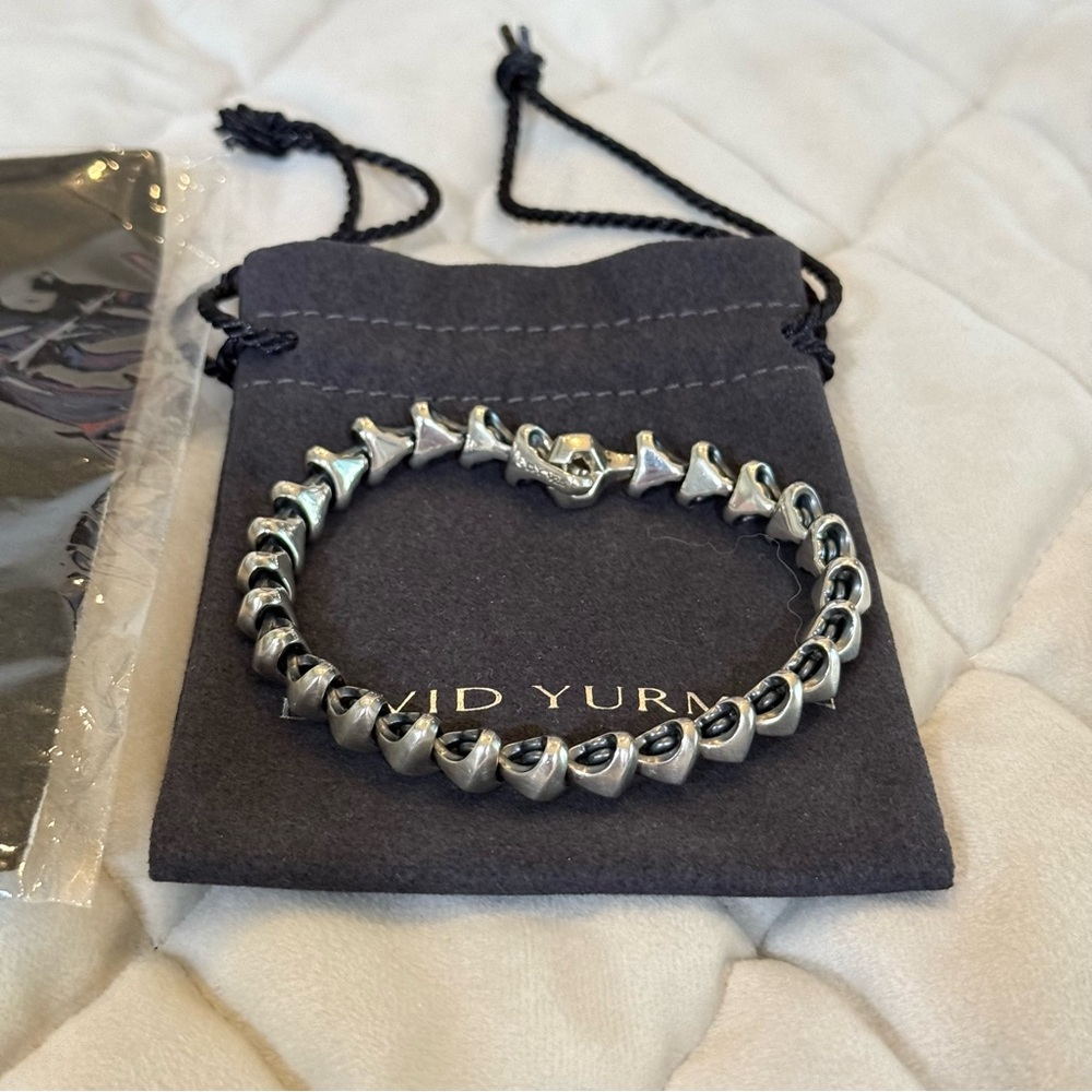 David Yurman Armory Link Bracelet 9.7mm Sterling Silver with Pouch - Picture 2 of 3